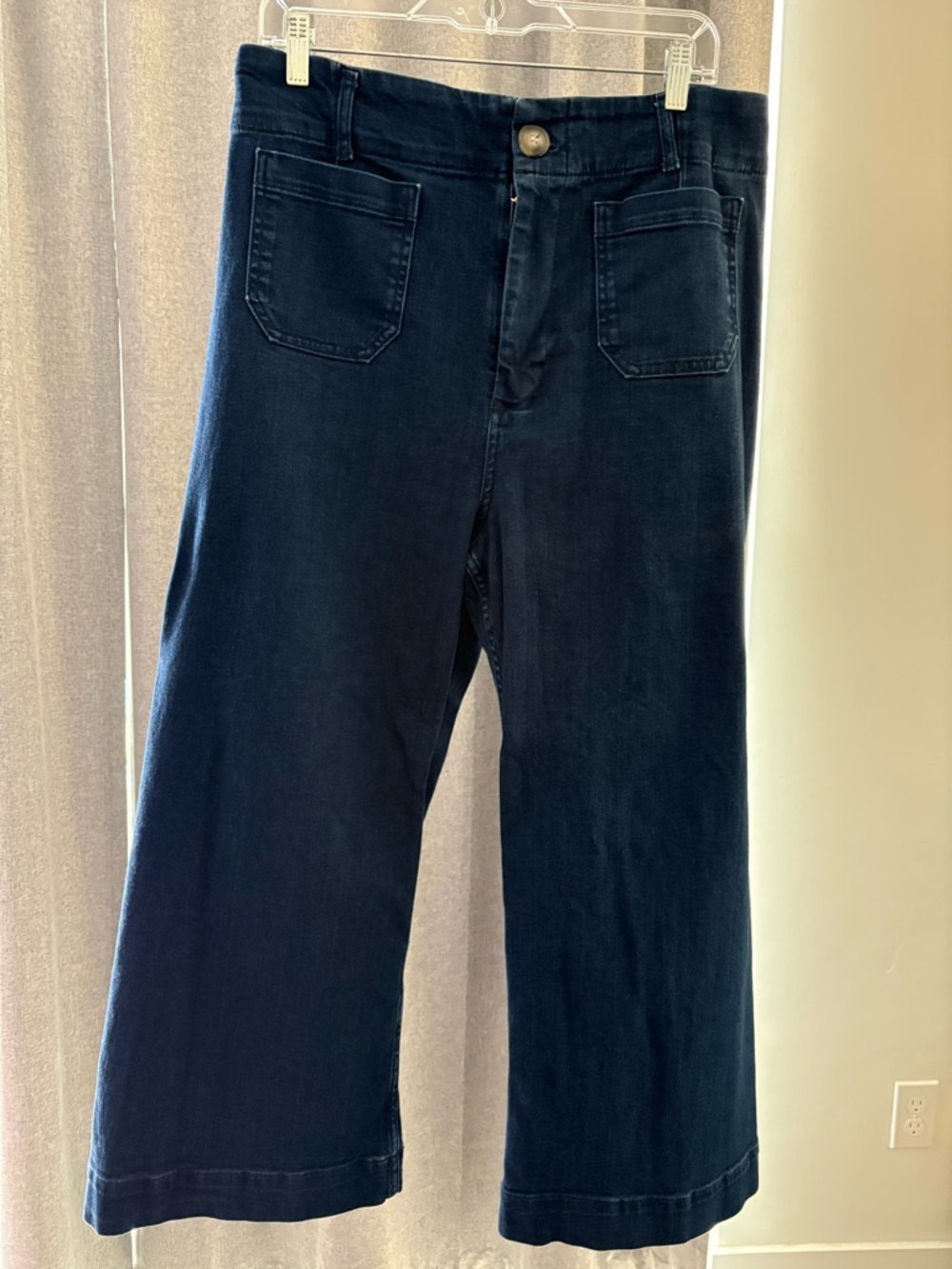 Anthropologie Deep Indigo Cropped Wide-Leg Jeans
